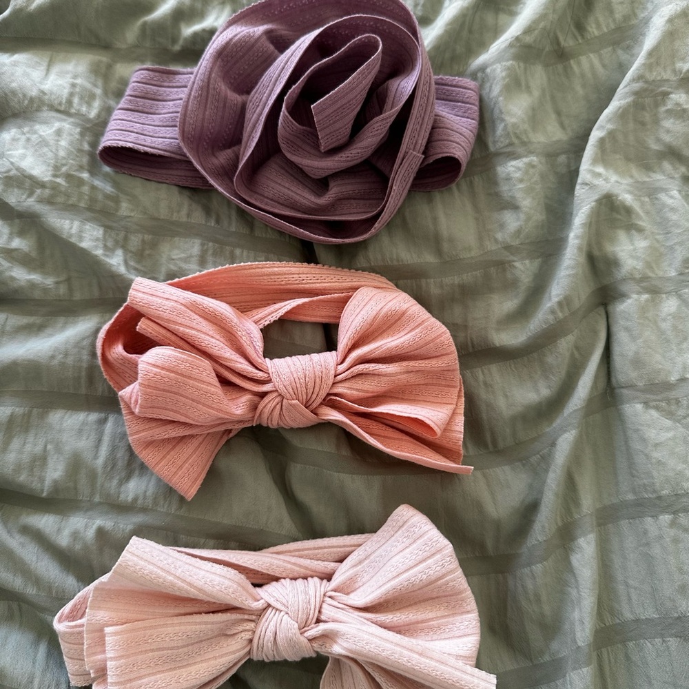 Infant Bow Headband Set - Purple and Pink